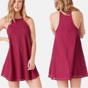 UO Kimchi Blue Flame Stitch Mini Dress Berry Purple Red Size S